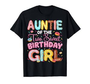 lot 8288 image: Auntie Of The Two Sweet Birthday Girl Donut 2Nd Birthday T-Shirt