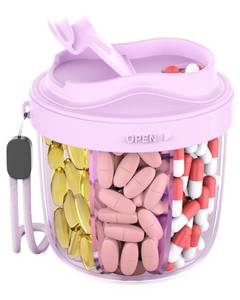 lot 8289 image: Pill Organizer with 7 Compartments, Pill Box Case for Holding 7 Different Vitamins, Anti-Mix Design for Easy Medication Retrieval. Travel Pill Organizer with 20 Labels. Pill Container��Purple��