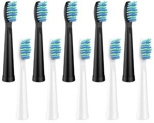 lot 8291 image: 10 Pack Electric Toothbrush Replacement Heads Compatible with Sonic-FX and Fit SnapWhite for Adults and Kids, Soft CharcoalNylon Bristles, 5 Black5 White