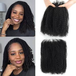 lot 8292 image: poetically 12 Inch Afro Kinkys Bulk Human Hair 2 Bundles 100g Natural Black Afro Kinky-Curly Human Hair Bulk for TwistDreadlock ExtensionsRepair LocsBraids Mini Twist Braiding Hair