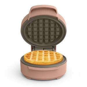 lot 8297 image: bella Snack-n-Store Mini Waffle Maker, EverGood�� Ceramic Nonstick Coating, Cord Wrap, Ready Indicator Light & Cool Touch Handles, Stackable Design & Customizable Plates, 400 Watt, Blossom