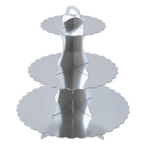 lot 8298 image: Soleebee 3-Tier Cupcake Stand, Cardboard Cupcake Tower, Dessert Cup Cake Stand Tower for Birthday Wedding Party Decoration, Cupcake Tier Stand 1 Set (Silver)