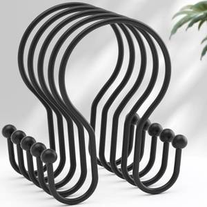 lot 8317 image: AmazerBath Shower Curtain Hooks Black Shower Curtain Rings, Simple Double Hook Shower Curtain Hooks Rust Proof, Smooth Sturdy Metal Shower Hooks for Shower Curtain Rod, 12 Pcs Shower Rod Hooks