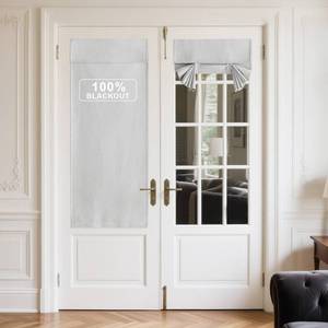 lot 8337 image: NICETOWN 100% Blackout Door Curtains for Window, Linen Blended Privacy French Door Blinds Thermal Insulated Room Darkening Window Covering Shades, W26 x L69 inch, 1 Panel, Light grey