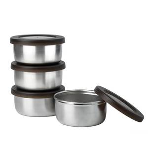 lot 8342 image: Iyulania 8.5 oz Stainless Steel Lidded Bowls, 4 Pack Unbreakable Small bowls with BPA-free Plastic Lids for Meal Prep, Cooking, Snacks, Leftovers