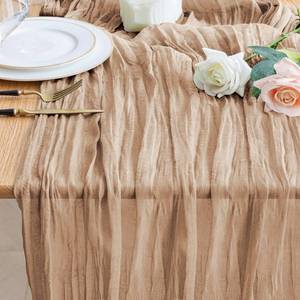 lot 8344 image: Wokceer Cheesecloth Table Runner Nude Brown 10FT Boho Gauze Cheese Cloth Table Runner for Party Long Rustic Sheer Table Runners for Baby Bridal Shower Wedding Easter Table Decor