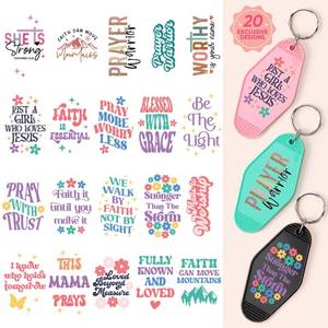 lot 8352 image: Kaciola Studio 80PCS Faith UV DTF Wrap Stickers-Faith Theme UV DTF Stickers for Motel Keychain, Waterproof Pray Transfer Sticker Decal Rub on Transfers for Hotel Keychain