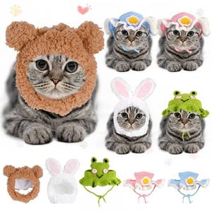 lot 8364 image: FACULX 5 Pieces Cat Hat, Cat Costumes Hats with Ear Holes, Happy Birthday Hats for Cats Dog Party Costume Accessory
