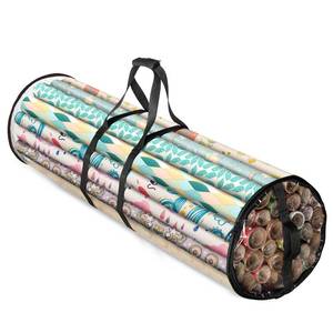 lot 8373 image: ZOBER Round Christmas Gift Wrapping Paper Organizer Storage - 40 Inch Gift Wrap Storage Containers - Wrapping Paper Holder, Clear PVC Waterproof, Fits 25 Standard Rolls - Black