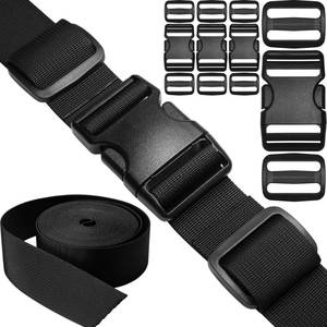lot 8376 image: 1-12 Straps and Buckles Set 6 yard Nylon Webbing 1.5 inch (38 mm) Wide, 4 pack Side Release Buckle, 8 pcs Tri-Glide Sliders, Plastic Clip Fasteners Replacement Heavy Duty Dual Adjustable No Sew
