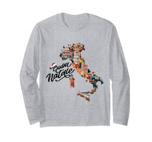 lot 8382 image: Merry Christmas In Italian Buon Natale Italy Pride Holiday Long Sleeve T-Shirt L