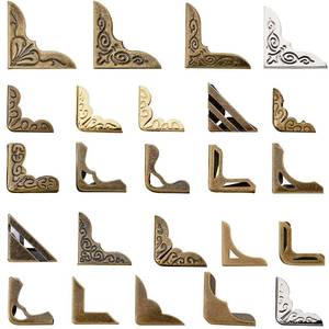 lot 8392 image: Outus 48 Pcs Metal Book Corner Edge Cover Guard Vintage Iron Corner Cover Triangle Carved Decorative Angle Protector Metal Furniture Cover Pad for School Album Scrapbook Notebook