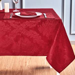 lot 13252 image: HomeJoy Rectangle Table Cloth Linen Farmhouse Stainproof Waterproof Washable Polyester Oblong Rectangular Fabric Table Cover for Kitchen Dining Dinner (Red, 52 X 70 Inch)