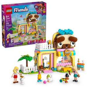 lot 13265 image: LEGO Friends Pet Accessories Shop Pretend Play Set - Building Toy for Kids, Girls and Boys, Ages 6 - with 3 Minidolls, Toy Dog, Cat, & Rabbit - Gift Idea for Birthday - 42650