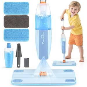 lot 13269 image: Dreamon Kids Spray Mop - Real Working Toddler Cleaning Set with Water Sprayer & 3 Washable Mop Pads & Scraper, Pretend Play Montessori Housekeeping Toys Gifts for Toddlers Kids Girls Boys(Blue)