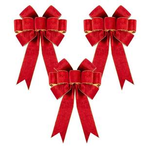 lot 13275 image: Utehilly 3pcs Large Christmas Bows Velvet Red Bows Holiday Red Christmas Bows Decorations for Wreath Velvet Bows Decor for Christmas Tree Topper, Front Door, Outdoor(14  12 inch)