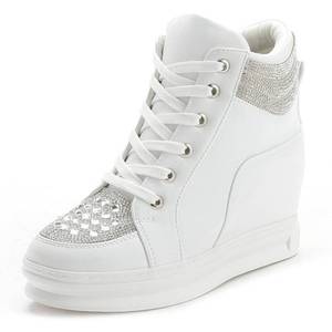 lot 13278 image: Ckrola Womens Fashion Platform Shoes Hidden Wedge Heel High Top Sneakers for Women Platform Boots Working Shoes Women size 240 women