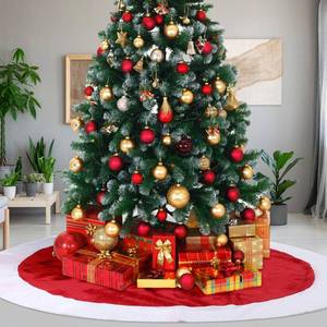 lot 13282 image: VercanMonth 84 Inch Large Christmas Tree Skirt Red White Plush Tree Skirt Mat Christmas Faux Fur Tree Skirt Xmas Tree Mat for Home Holiday Party Decorations Indoor Outdoor