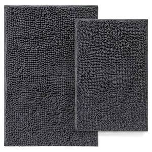 lot 13283 image: Bathroom Rugs Set 2 Piece Bathroom Mats Bath Rugs Non Slip Bath Rugs for Bathrooms, Thick Soft Chenille Rug Set, Bathtub Mats, Ultra Absorbent Bath Carpet, Shaggy Bathrooms Floor Mat, Deep Grey