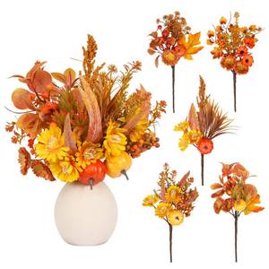 lot 13298 image: PurpleSwan Fall Decor, 5PCS Artificial Autumn Pumpkin Plant Floral Stems Decorations, for Home Weeding Vase Arrangement Harvest Thanksgiving Holiday Branches Indoor Decor.