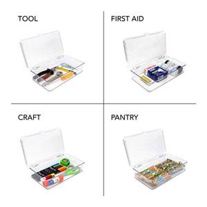 lot 13299 image: Isaac Jacobs Small Stackable Organizer Bin (10.75�� x 6.5�� x 2.4��) w Hinged Lid Clear Storage Box Home Office School Fridge Bathroom Kitchen Pantry Container BPAFree Food Safe (Small Clear)