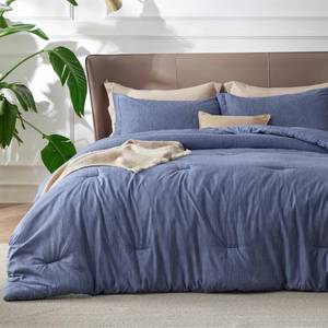 lot 13304 image: Bedsure King Size Comforter Set - Infinity Blue Soft Bedding for All Seasons, Cationic Dyed Bed Set, 3 Pieces, 1 King Size Comforter (104x90) and 2 Pillow Shams (20x362)