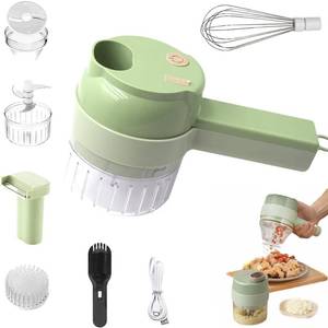 lot 13310 image: 5 in 1 Electric Vegetable Chopper, Smart Kitchen Appliances, Mini Handheld Vegetable Chopper Set, Electric Vegetable Cutter with Egg Beater and Clean Brush