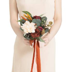 lot 13311 image: Lings moment Artificial Flowers Terracotta Bridesmaid Bouquet, Fall Wedding Flowers Bouquets for Bridesmaids, 7 Inch Bridal Bouquets for Bridesmaids, Wedding Decor, Ceremony, Anniversary, etc