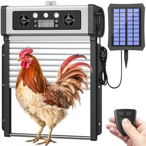 lot 13313 image: Automatic Chicken Coop Door Solar Powered,4 Modes Auto Chicken Door Solar,LCD Display Chicken Door with Timer & Light Sensor,Anti-Pinch & Weather Proof Coop Door with Remote Control (Silver) (used)