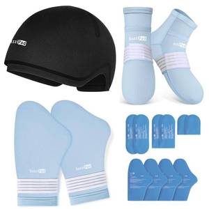 lot 13315 image: Suzzipad Cold Therapy Socks and Hand Ice Pack, Cooling Gloves for Chemotherapy, Stress Relief Caps, Ideal for Carpal, Chemo Care Package for Women & Men, L