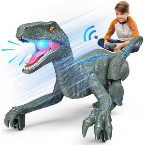 lot 13319 image: J Rootage Remote Control Dinosaur, Realistic Dinosaur Toys for Kids 3-5, 2.4GHZ, Walking,Rechargeable, 3D Eyes, 3 Sound Effects, Demo Function, Jurassic Toys for Christmas, Kids 3