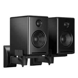 lot 13322 image: suptek Speaker Wall Mounts, Dual Speaker Stands for Surround Sound Speakers, Universal Bracket, Tilt Swivel Shelves Up to 55lbs Black (2 Pack)