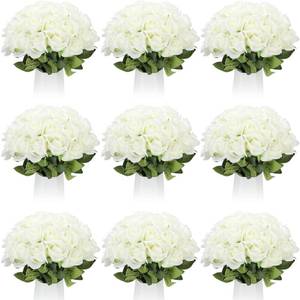 lot 13324 image: Jexine 100 Pieces Artificial Roses Flowers Bulk, Long Stem Realistic Fake Silk Roses Bouquet for Table Centerpiece Vases Wedding Party Kitchen Decor(Creamy White)