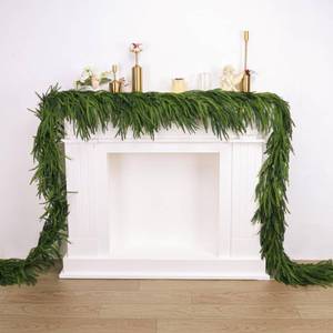 lot 13325 image: 1 Pcs Artificial Norfolk Pine Garlands Christmas, 15 FT Dense Real Touch Winter Pine Garland Ornament, Green Artificial Greenery Garland for Table, Mantle, Wall, Indoor, Outdoor Christmas Decorations