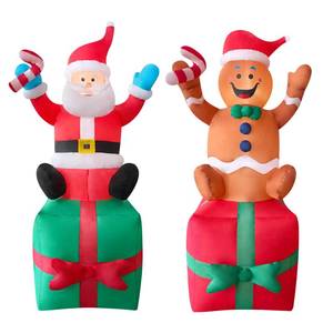 lot 13326 image: EEkiiqi 2 Packs 6FT Inflatable Christmas Santa Claus on Gift Box and Gingerbread Man Blow Up Decor for Christmas OutdoorDoorwayLawn DecorYard Party Decoration