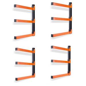lot 13328 image: Ultrawall Wall Mount Wood Organizer and Lumber Storage Metal Rack with 3-Level - Indoor & Outdoor Use, 4 Pack