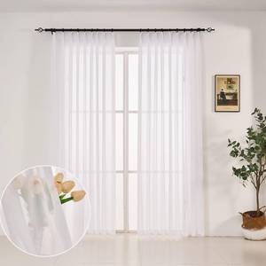 lot 13346 image: LUGOTAL Pure White Curtains 108 Inches Long Pinch Pleated Chiffon Sheer Curtains for Bedroom Living Room 1 Panel Extra Long Light Filterring Semi-Sheer Curtain Pinch Pleat Drapes, W52 x L108
