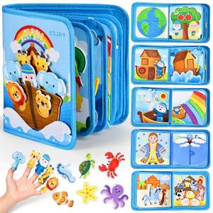 lot 14130 image: Esjay Busy Board Bible Busy Book for Toddlers, Montessori Toys 1 2 3 Year Old Toddler Baby, Noahs Ark Toy Baptism Birthday Gifts for Boys Girls, Learning Educational Activity Book for Travel Airplane