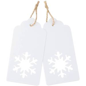 lot 14134 image: Christmas Gift Tags with String Attached - 100Pcs Snowflakes Paper Tags Christmas Tag, Paper Gift Hang Tags for DIY Crafts, Xmas Present