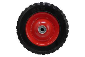 lot 14147 image: Shepherd Hardware 8 Semi-Pneumatic Replacement Wheel �� Diamond Tread Rubber Tire with Steel Ball-Bearing Hub & 12 Bore �� Flat-Free Wheel for Lawn Carts, Wagons, Hand Trucks & Equipment