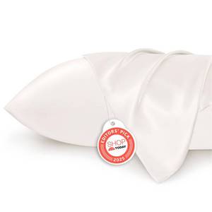lot 14149 image: Bedsure Satin Pillowcase for Hair and Skin Queen - Ivory Silky Pillowcase 2 Pack with Envelope Closure, Similar to Silk Pillow Cases, Gifts for Women Men, 20x30 Inches, 2pcs
