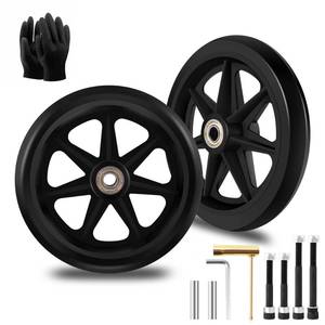 lot 14157 image: 2Pcs 6 Inch Replacement Wheelchair Wheels for Walkers - Environmentally Friendly Rubber Material, Wear-Resistant PU Tires, Anti-Slip, and Durable ABS Wheel Hub (6IN Narrow 2Pcs)