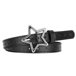lot 14160 image: Retro Black Leather Belt Star Accessories for Girls Boys Y2k Belt Black Punk Belts for Girls Elastic Jeans Dress Belt Gothic Thick Faux Leather Belt for Womens Girls Goth Star Belts Retro Y2k Style