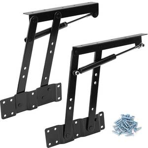 lot 14165 image: ZEONHEI 1 Pair 50kg100lbs Folding Lift up Top Table, 150N Gas Hydraulic Hinge Hardware, Lifting Frame Desk Mechanism Spring Hinge Bracket with 30 Screws, Tea Coffee Table Furniture Accessories
