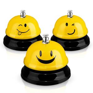 lot 14167 image: Hotop 3 Pcs Desk Bell for Service Funny Front Desk Smile Face Metal Ringer Call Bell for Kitchen Hotel Restaurant Classroom(Smile Face,Yellow)
