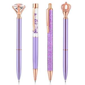 lot 14170 image: BESARME 4 Pcs Purple Pens Set, Personalized Purple Gifts for Women Girls Valentine Pen Galentines Day Gifts Fancy Pens for School Office Supplies
