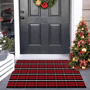 lot 14173 image: Christmas Red Buffalo Plaid Door Mats Outdoor 2X3, Cotton Front Door Rug Machine Washable IndoorOutdoor Area Rug Farmhouse Throw Rug for Layered Door MatsPorchEntrywayKitchenBathroom