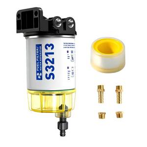 lot 14175 image: USUCRRE Fuel Filter Particles and Water Separator S3213 for Outboard Motor with 38 Barb x 14 NPT Brass Fittings Compatible with MercuryYamahaRacor Engine Boat Replaces#S3214, 18-17928, 35-809097