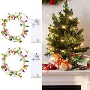 lot 14177 image: Huquary 2 Pcs 39.37 Inch Miniature Christmas String Light for Dollhouse Decoration LED Festive Light String Gift for Mini Xmas Tree Holiday Party Fairy Garden Craft Project Accessories(Bullet Shaped)