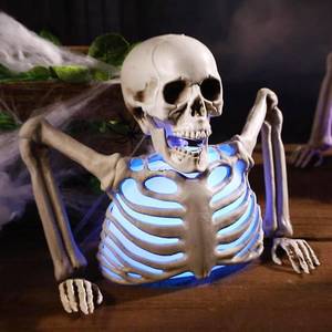 lot 14181 image: Halloween Skeleton Decorations with Colorful Light, Scary Groundbreaker Skull Stakes Lights for Halloween Graveyard Garden, Lawn, Haunted House, Holiday Party Home Decor